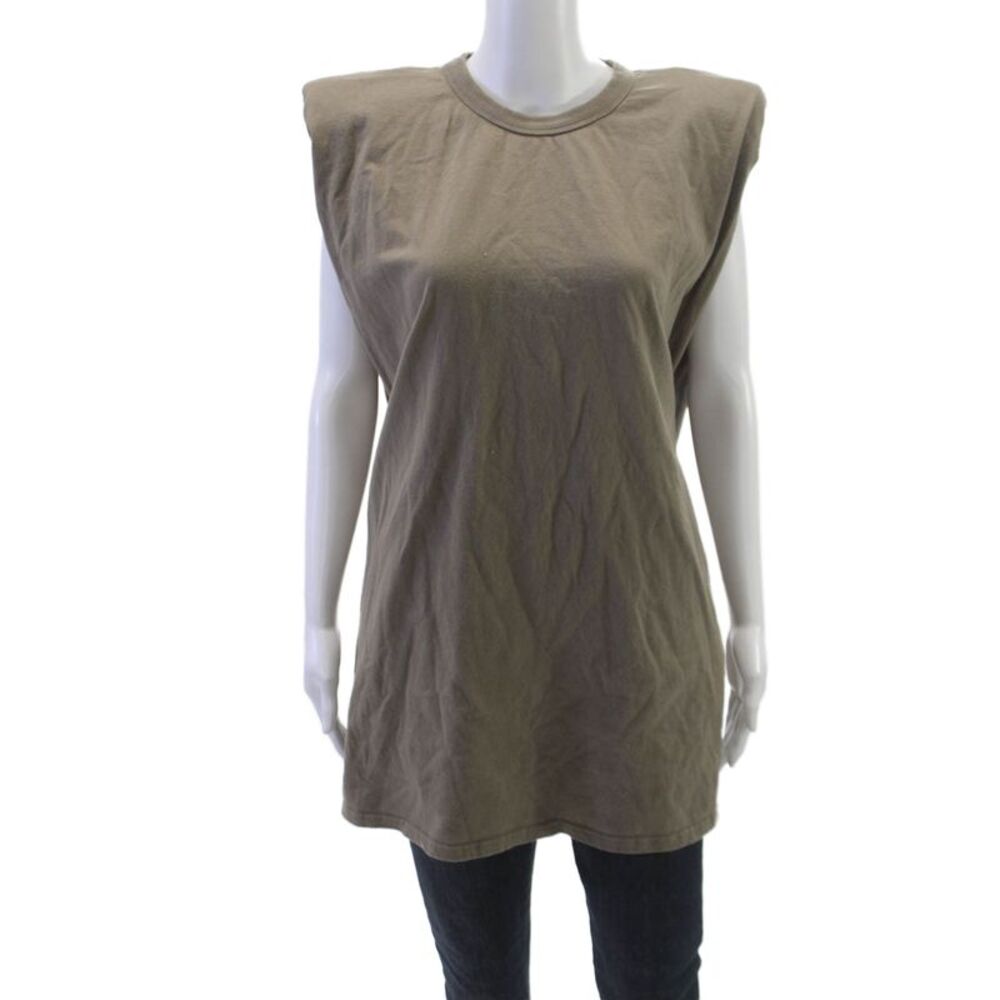 Frankie Shop Womens Sleeveless Tunic T-Shirt Green Cotton Crew Neck Size M